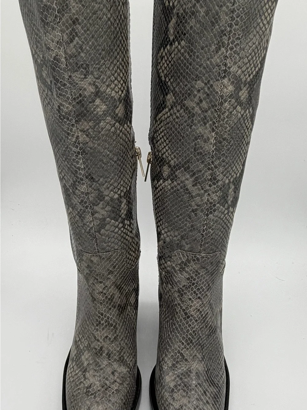 Vince Camuto Grey Snake-Print Knee Boots